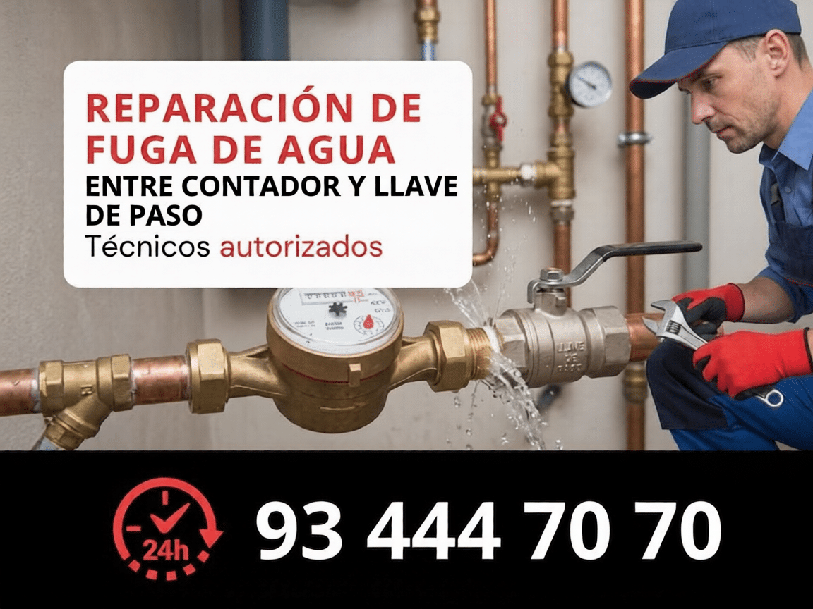 Fuga de agua entre el contador y la llave de paso